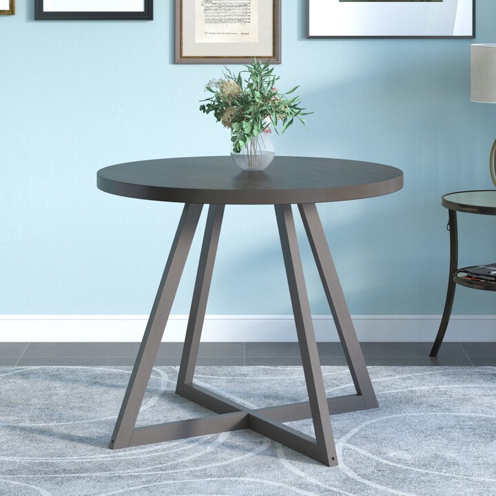 Aoolive Mid-Century Wood Round Dining Table with X-shape Legs for Small ...