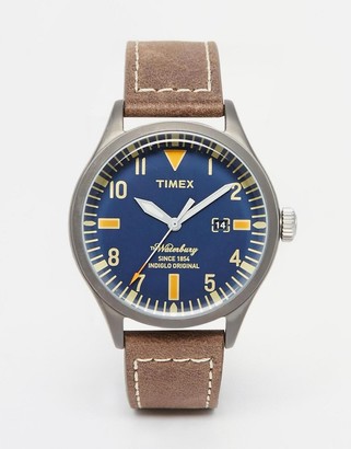 Timex Waterbury Leather Watch In Brown TW2P83800