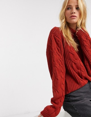 UNIQUE21 chunky cable knit sweater in rust