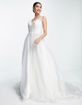 Thumbnail for your product : ASOS EDITION Tiana delicate embroidered bodice wedding dress with V-back
