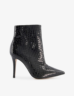 Dune Octane stiletto reptile-embossed leather ankle boots