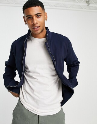 New Look funnel neck harrington jacket in navy - ShopStyle