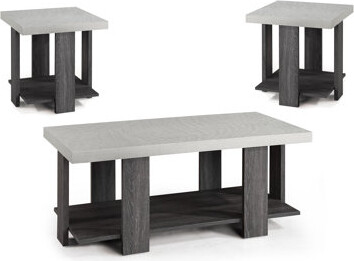 Hokku Designs Gray 3-Piece Cocktail Set Wooden Table Top Coffee Table And Two Matching End Tables Living Room Wooden Furniture