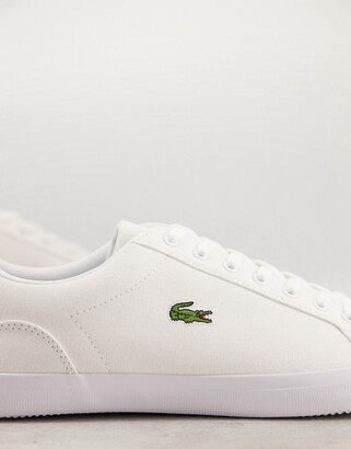 Lacoste lerond Bl2 sneakers in white canvas - ShopStyle