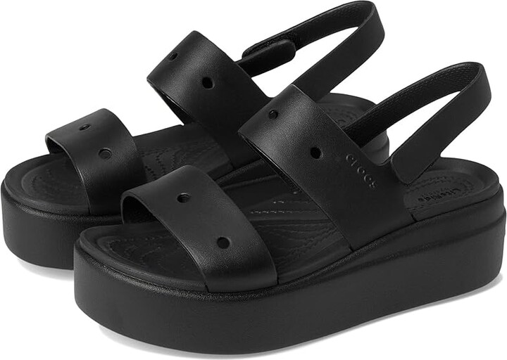 Crocs Brooklyn 4U Low Wedges Women's Sandals Black : 9 M, Synthetic