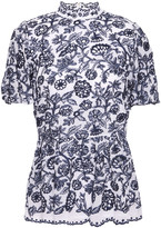 Thumbnail for your product : MICHAEL Michael Kors Gathered Embroidered Georgette Peplum Blouse