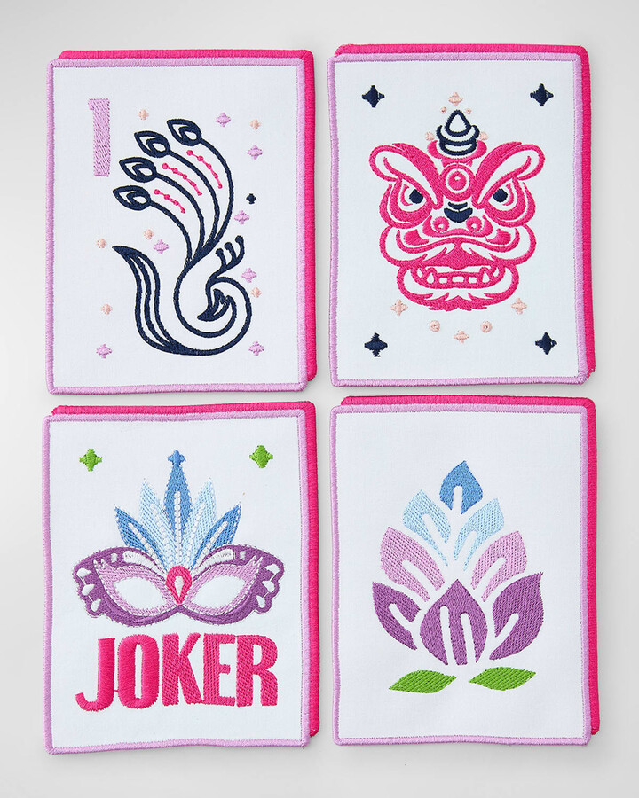 OH MY MAHJONG Soiree Tile Cocktail Napkins, Set of 4