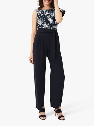 Phase Eight Casey Floral Bodice Jumpsuit, Blue/Multi
