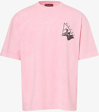 Gucci Mens Pink Mc Surfer Logo-Print Short Sleeve Cotton-Jersey T-Shirt S