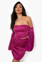 Thumbnail for your product : boohoo Satin Ruched Mini Skirt
