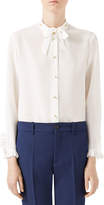 Thumbnail for your product : Gucci Silk Tie-Neck Blouse