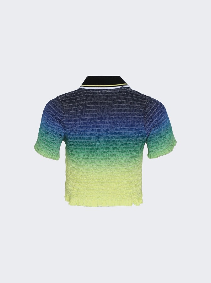 Casablanca Gradient Shirred Polo Top Gradient