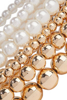 Thumbnail for your product : Shashi Empress Set Of Five 18-karat Gold-plated Faux Pearl Bracelets