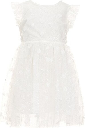 Popatu Little Girls Flutter Sleeve Patterned Lace Fit-And-Flare Dress