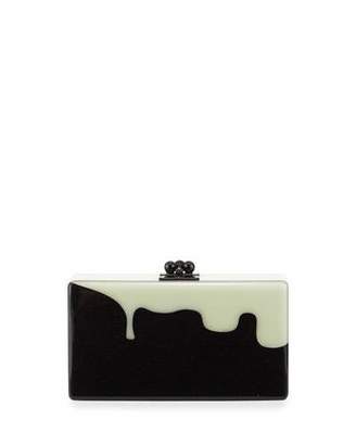 Edie Parker Jean Slim Box Clutch Bag, Obsidian Sand/Glow