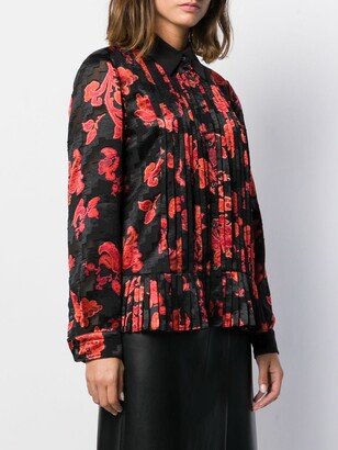 Tory Burch Floral Print Pleated Shirt