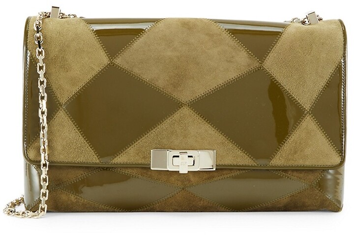 green patent leather purse