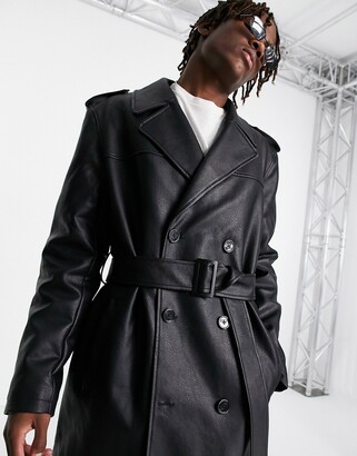 Mens Faux Leather Coat The World, Leather Trench Coat Designs