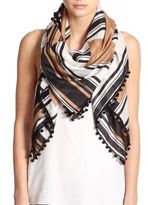 Thumbnail for your product : Tory Burch Half-Circle Logo Cotton & Silk Scarf
