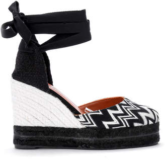 Castaner By Missoni Carina Black And White Fabric Wedge Sandal