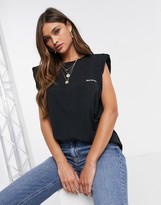 Thumbnail for your product : ASOS DESIGN shoulder pad tee with roll the dice