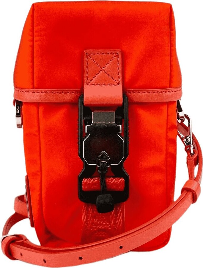 MCM Red Embossed Monogram Leather Belt Bag