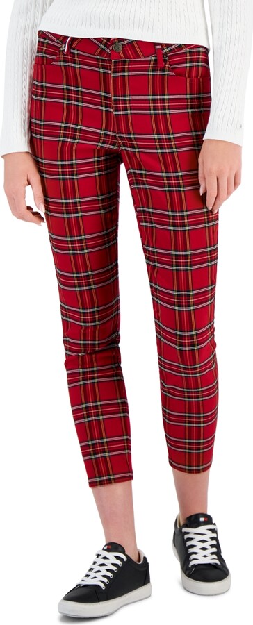 Willow & Root Plaid Trouser Stretch Pant - Women's Pants in Burgundy Black  | Buckle