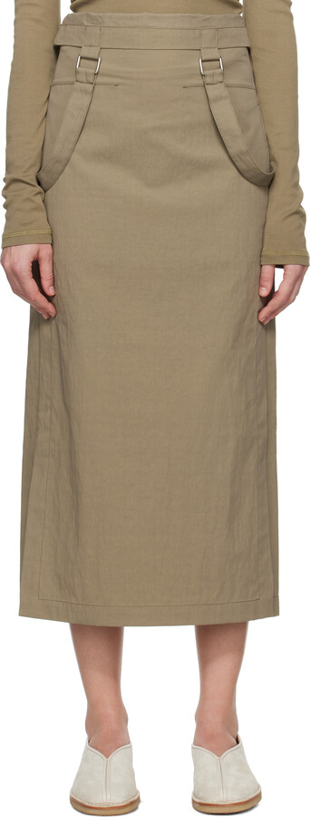 Lemaire Khaki Straps Midi Skirt ShopStyle