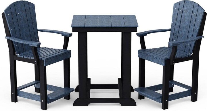 Wildridge Heritage 3-Piece Patriot Blue and Black HDPE Plastic Outdoor Patio Counter Set