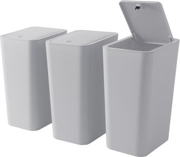 Hüftgold Plastic 2.6 Gallon Touch Top Trash Can (Set of 3)