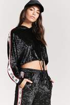 Thumbnail for your product : Forever 21 Crushed Velvet Star-Stripe Track Hoodie