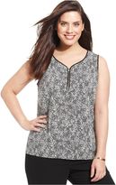 Thumbnail for your product : Jones New York Collection Plus Size Printed Zip-Front Shell