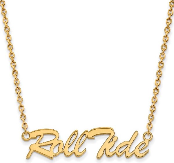 Black Bow Jewelry Co. BlackBowJewelry14kYellowGoldPlatedSterlingSilverAlabamaCrimsonTideNCAAMediumScriptNecklace18Inch