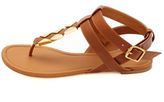 Thumbnail for your product : Charlotte Russe Qupid Gold-Plated T-Strap Thong Sandals