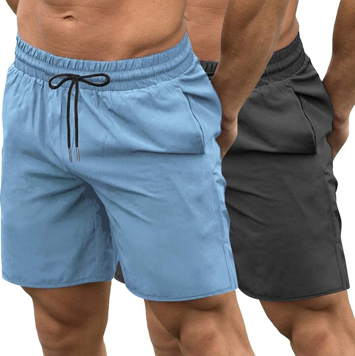 JINIDU Mens 2 Pack Gym Workout Shorts Quick Dry Bodybuilding Weightlifting Pants Training Running Jogger with Pockets 