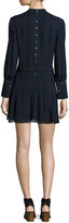 Thumbnail for your product : Haute Hippie Long-Sleeve Silk Victorian Mini Dress, Navy