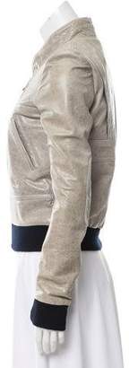 Balenciaga Leather Zip-Up Jacket Grey Leather Zip-Up Jacket