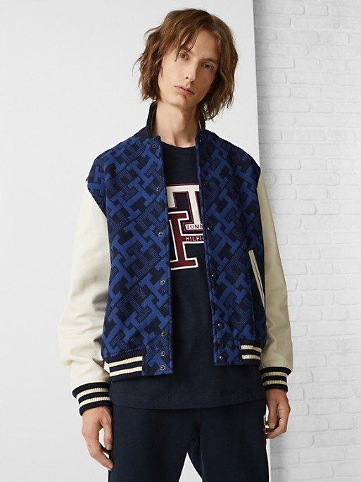 Tommy Hilfiger TH Monogram Leather Varsity Jacket - ShopStyle Outerwear