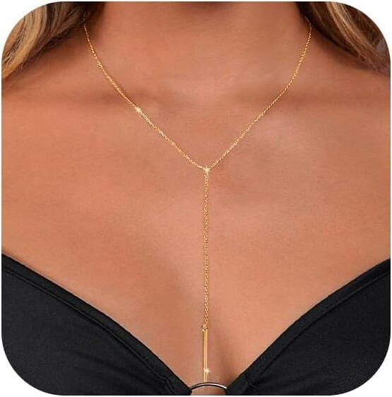 Summit Adventure SummitAdventure14KGoldPlatedNecklaceDaintyY-ShapedChainJewelryGiftforWomen
