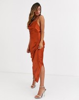 Thumbnail for your product : ASOS DESIGN cami maxi slip dress in high shine satin with lace up back