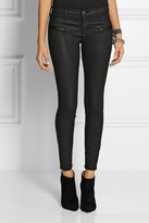 Thumbnail for your product : Current/Elliott The Stiletto Biker coated mid-rise skinny jeans