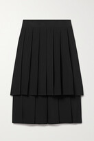 Layered Pleated Wool Skirt - Black 