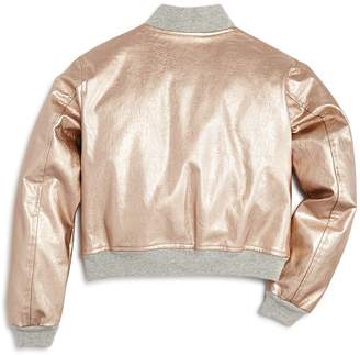 Splendid Girls' Rose-Gold Faux-Leather Bomber Jacket