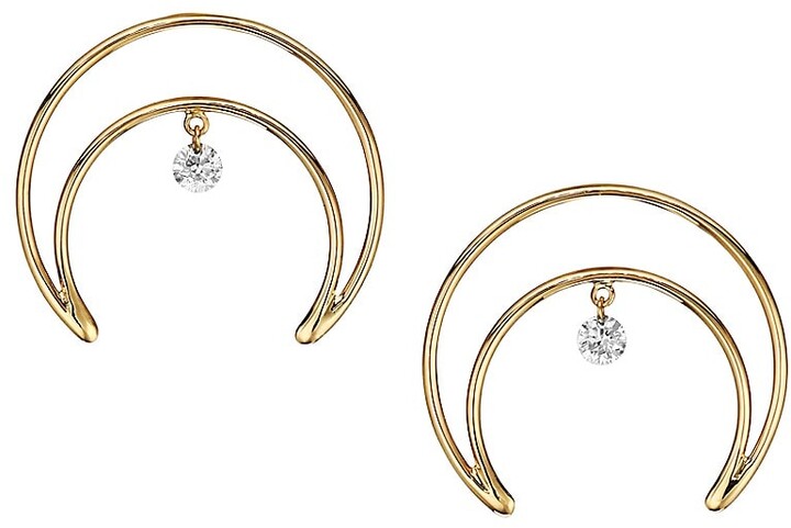 Crescent Double Horn Moon Earrings in Yellow and Rose Gold Plate and Silver Plate