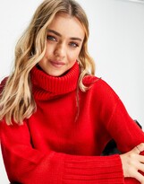 Thumbnail for your product : Brave Soul cropped roll neck jumper in red
