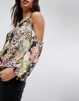 Thumbnail for your product : ASOS Design Top in Pretty Historical Print with Long Sleeve
