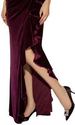 Badgley Mischka Velvet Off-The-Shoulder Gown