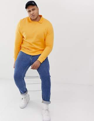 ASOS Design DESIGN Plus sweatshirt with polo collar in yellow