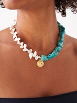 Thumbnail for your product : Hermina Athens Athena Pearl, Turquoise & Gold-plated Necklace - Gold