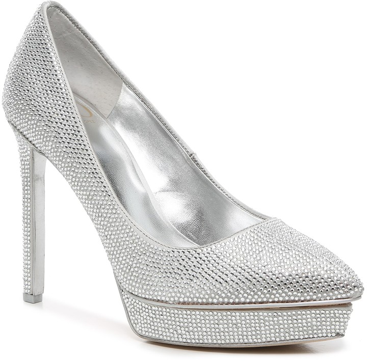 Silver platform pumps Clearance